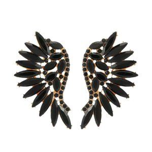 "Fancy Black Angel" Crystal Vintage Black Angel Wing Earrings